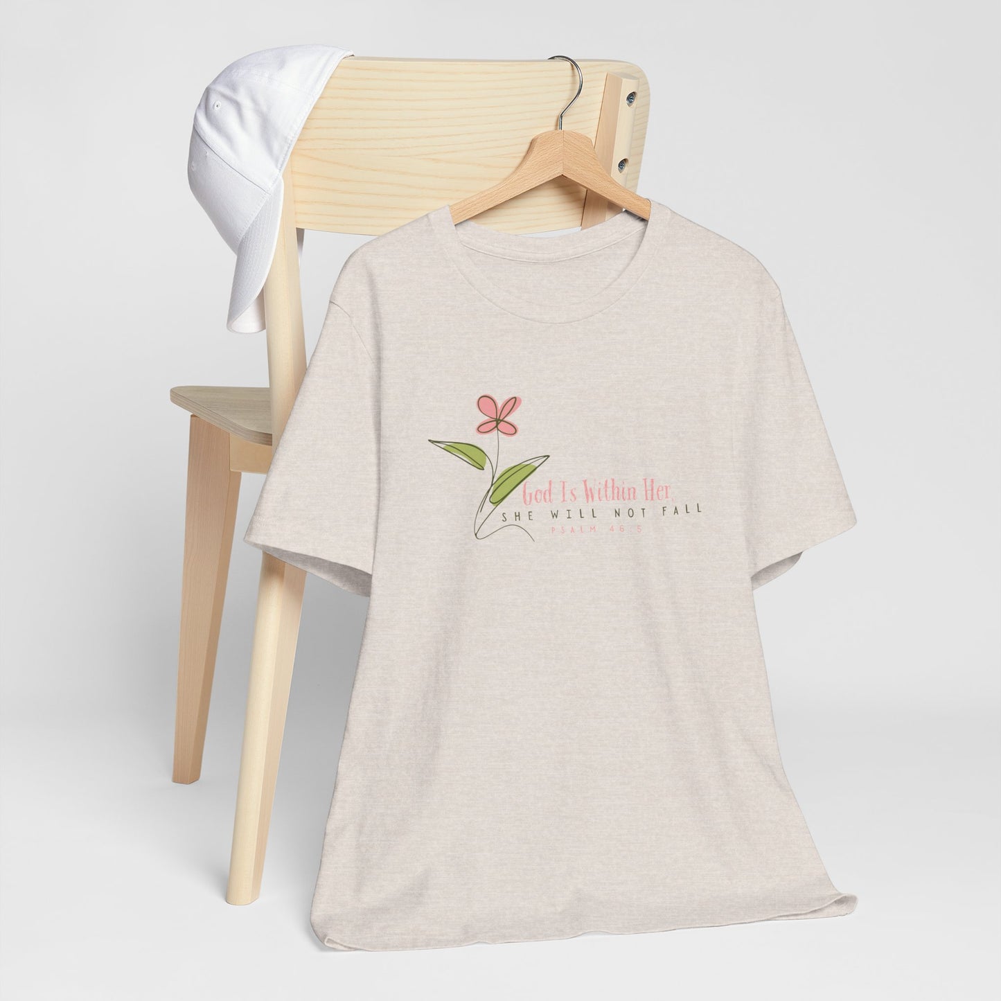 Floral Motivational Unisex Tee - Psalm 46:5 - Nature Lovers Gift