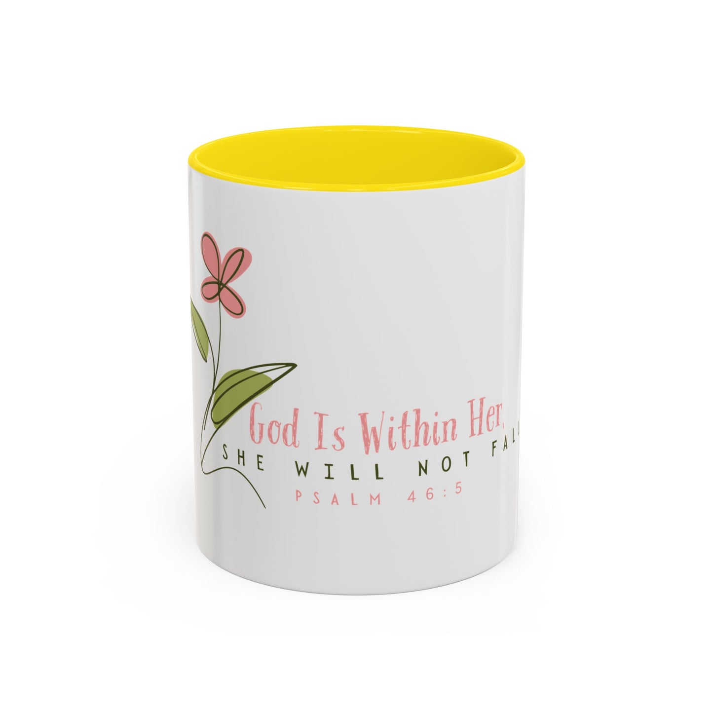 Inspirational Coffee Mug - "God Is Within Her" Psalm 46:5, Motivational Gift, Floral Design, Home Decor, Self-Care, Prayer Mug