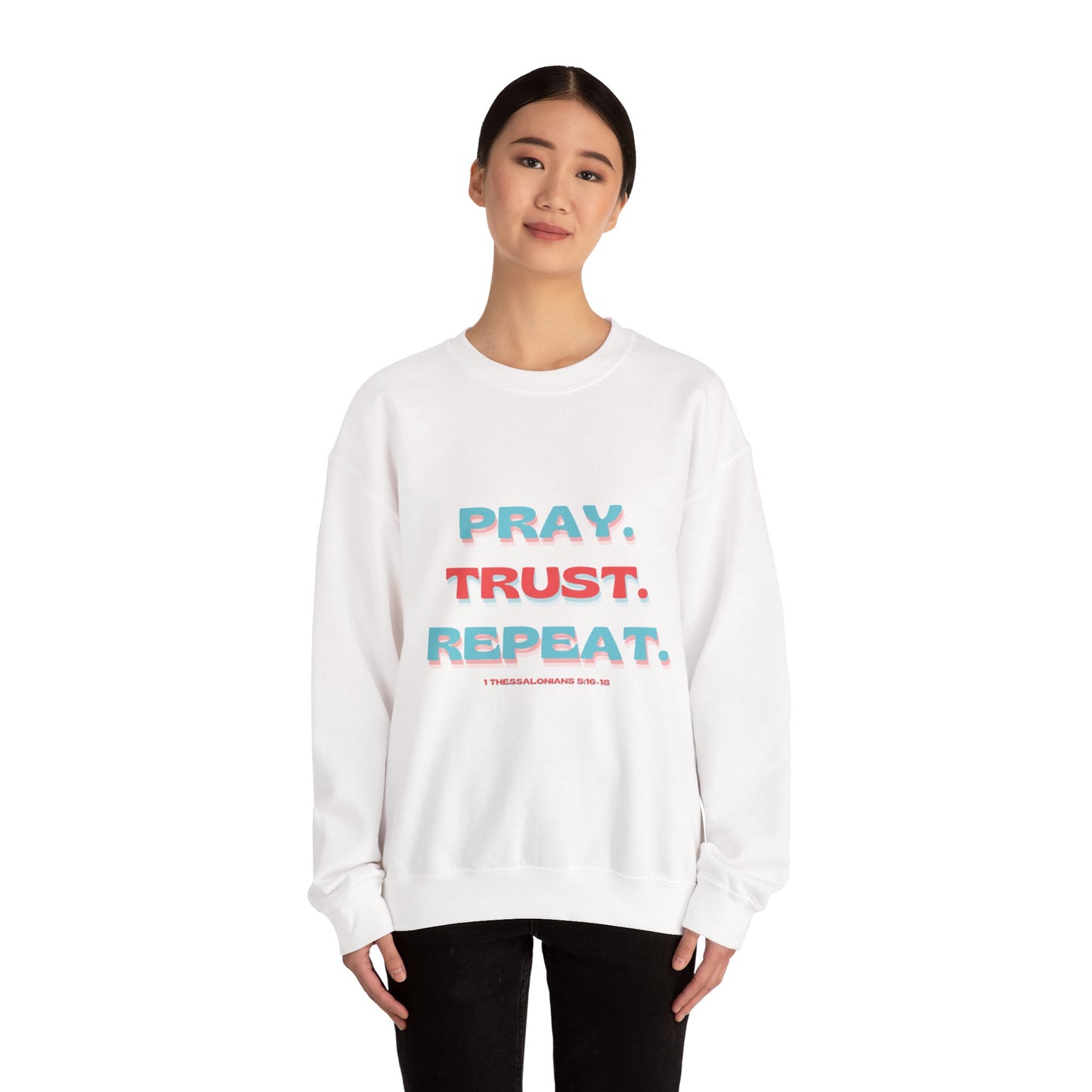 featuring 1 Thessalonians 5:16-18 - Spiritual Crewneck Sweatshirt - Comfort and Inspiration for Faith Lovers