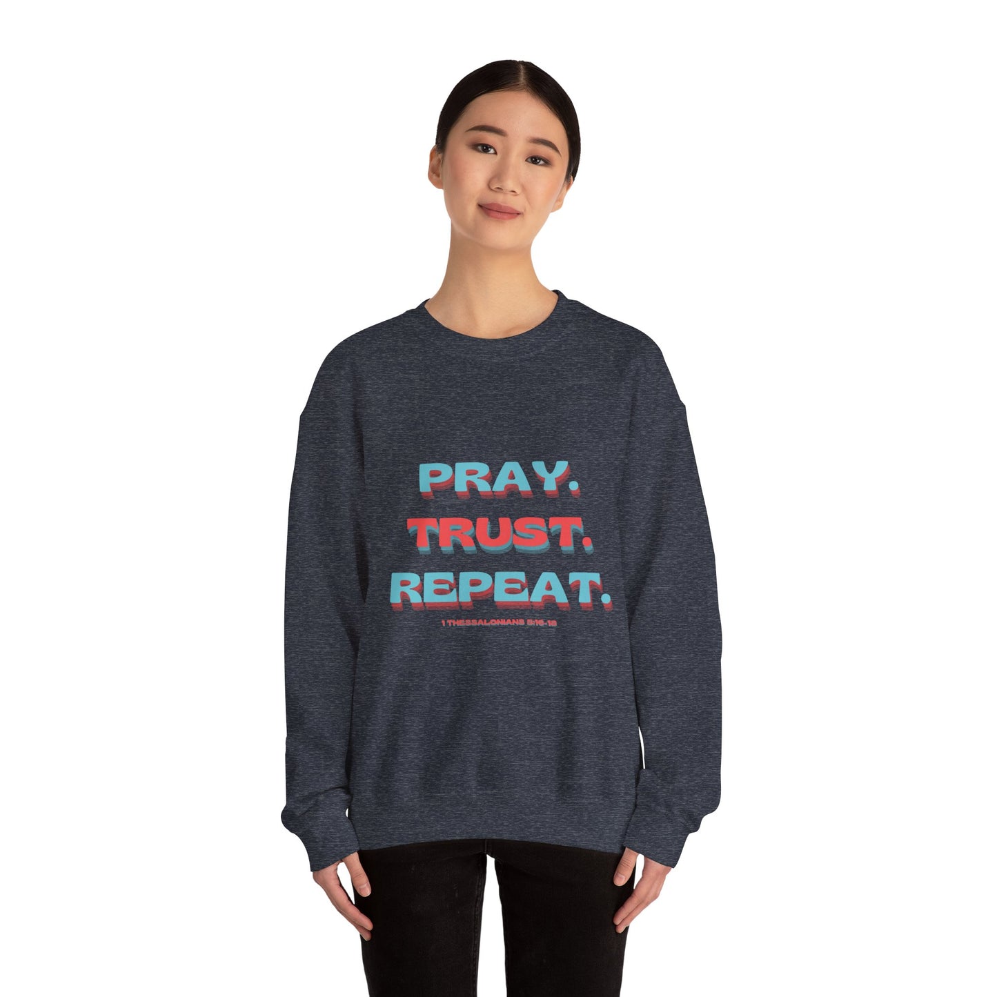 featuring 1 Thessalonians 5:16-18 - Spiritual Crewneck Sweatshirt - Comfort and Inspiration for Faith Lovers