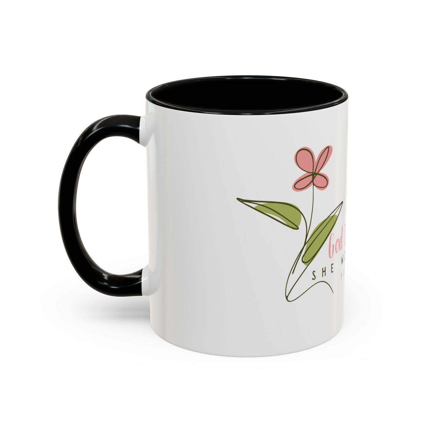 Inspirational Coffee Mug - "God Is Within Her" Psalm 46:5, Motivational Gift, Floral Design, Home Decor, Self-Care, Prayer Mug