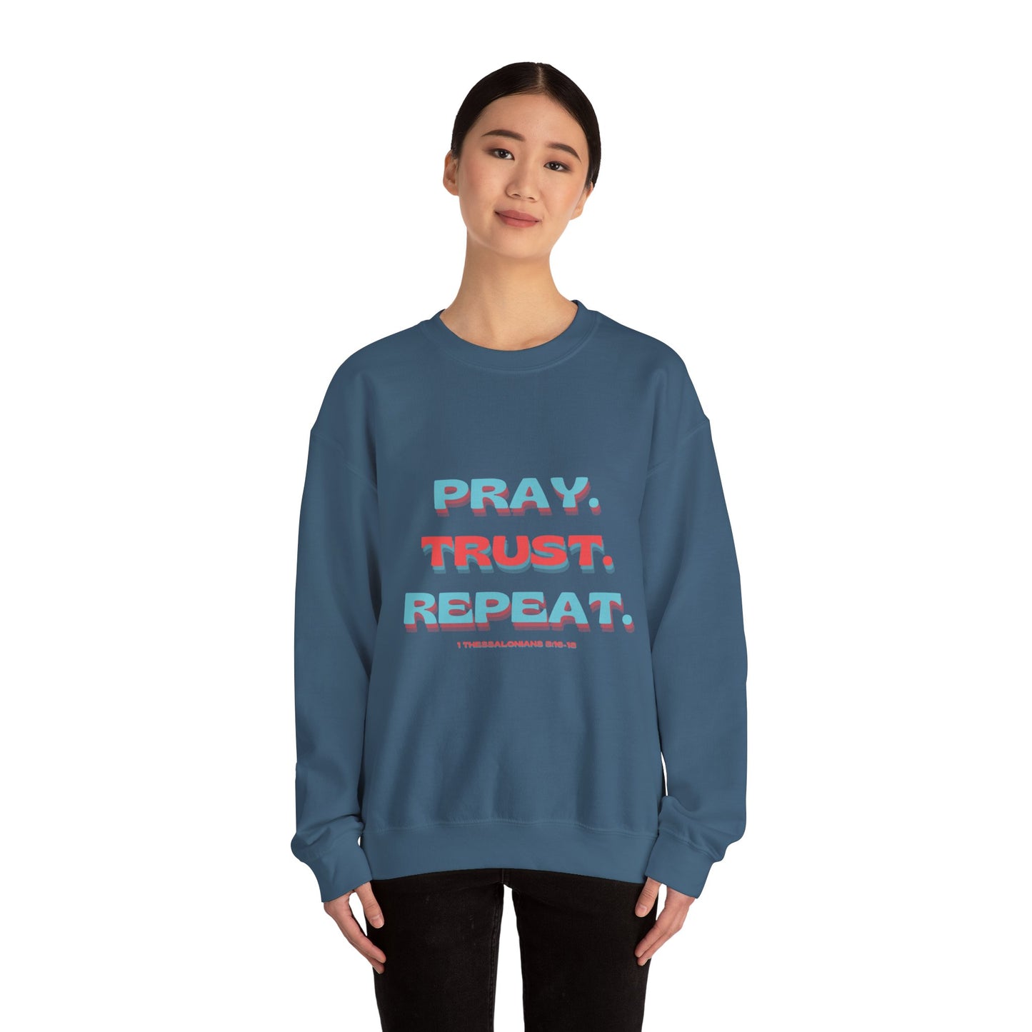 featuring 1 Thessalonians 5:16-18 - Spiritual Crewneck Sweatshirt - Comfort and Inspiration for Faith Lovers