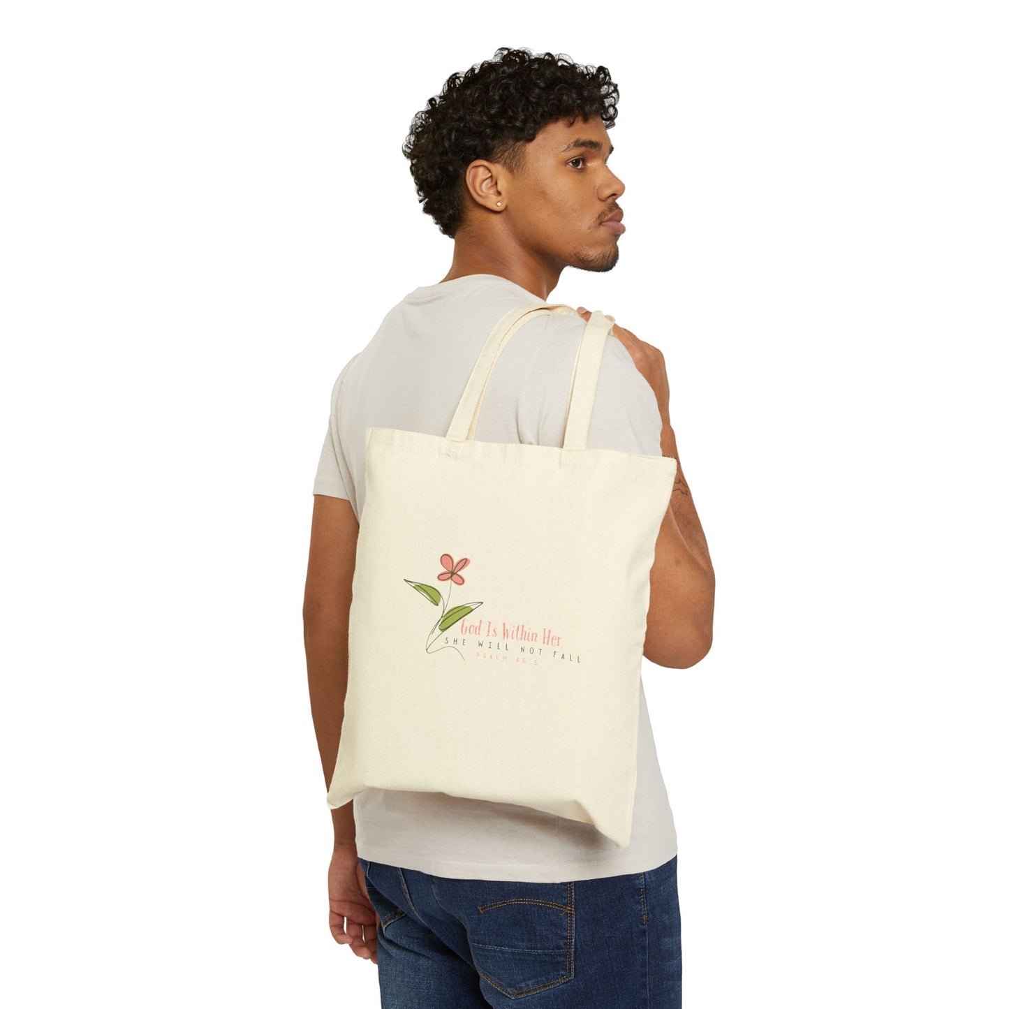 Floral Motivational Tote Bag - Psalm 46:5