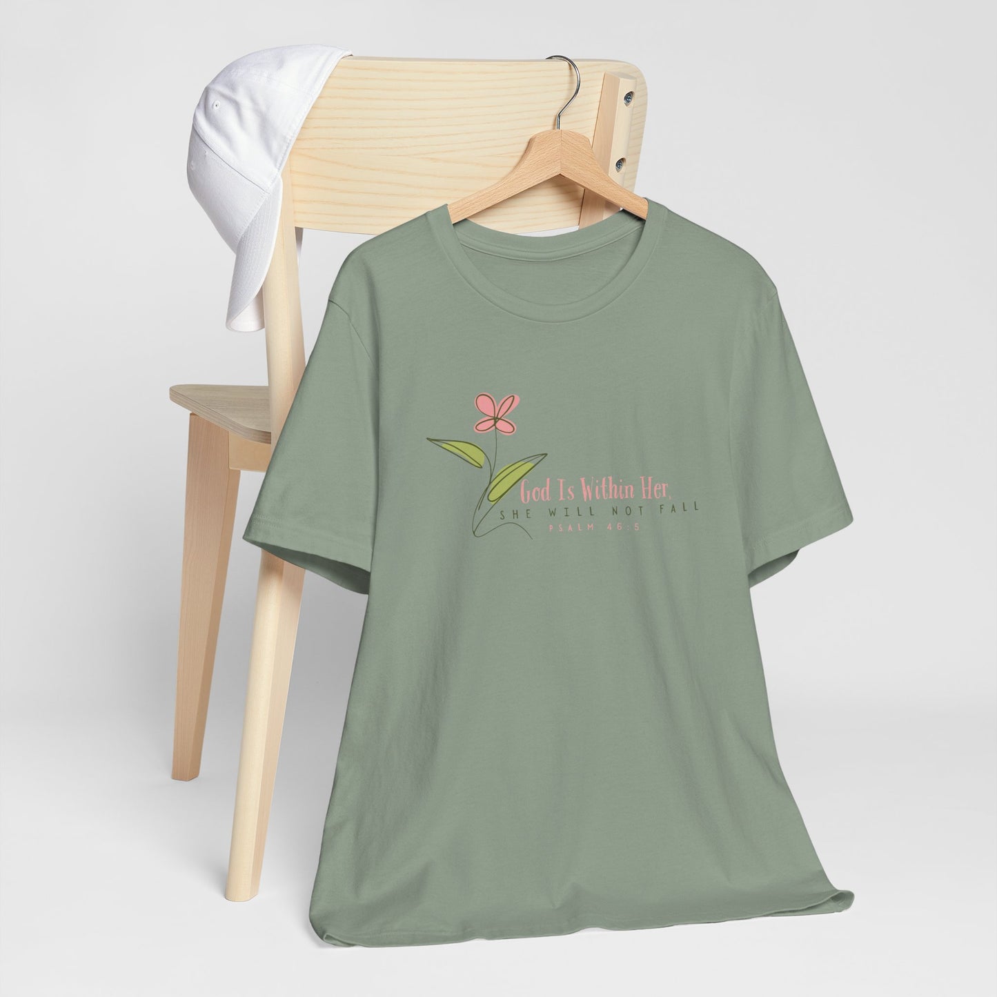Floral Motivational Unisex Tee - Psalm 46:5 - Nature Lovers Gift