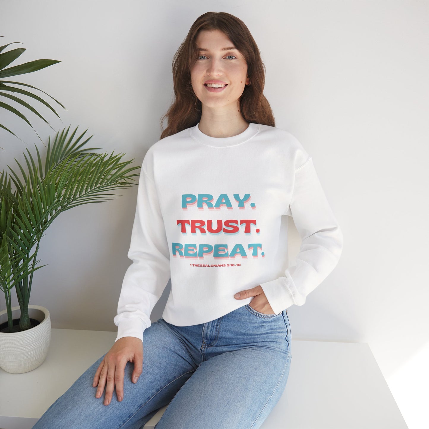 featuring 1 Thessalonians 5:16-18 - Spiritual Crewneck Sweatshirt - Comfort and Inspiration for Faith Lovers