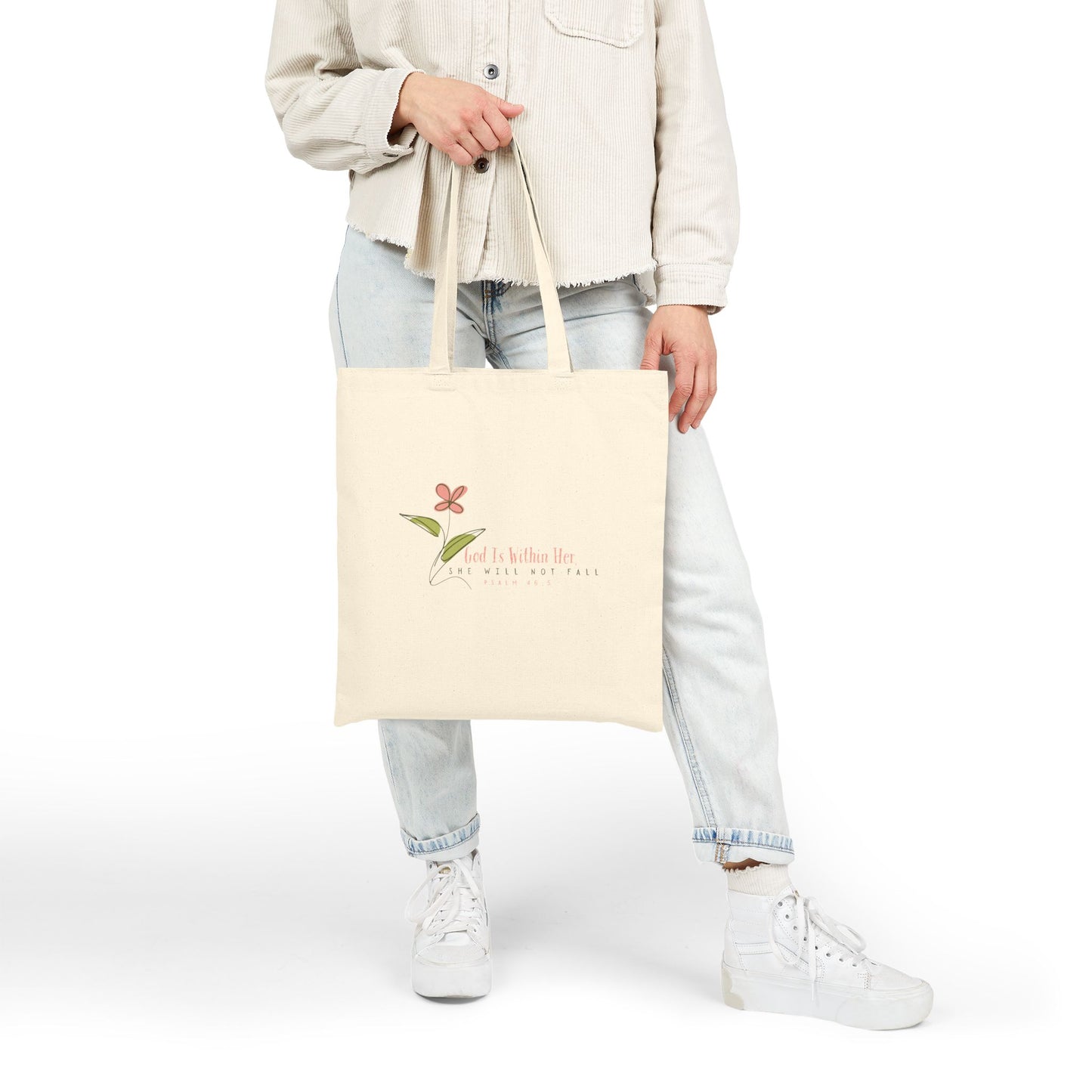 Floral Motivational Tote Bag - Psalm 46:5
