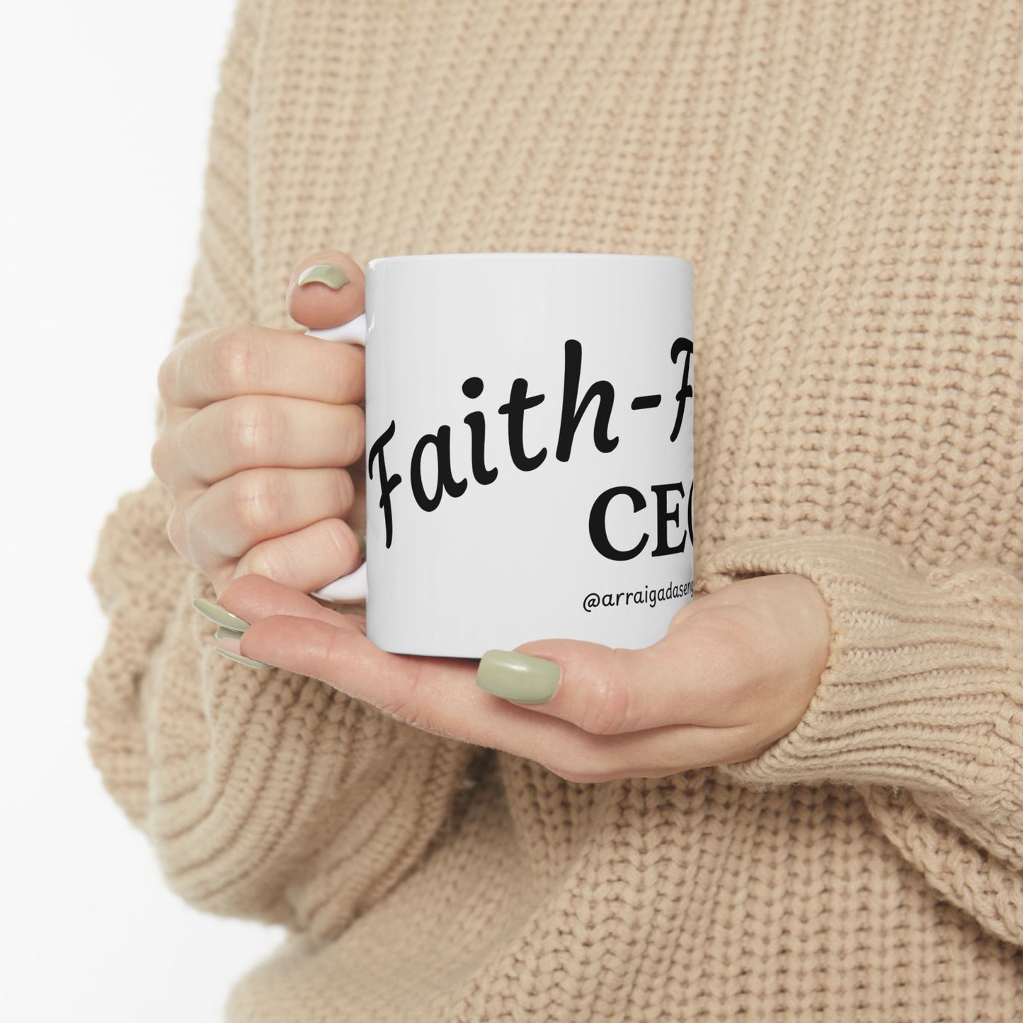 Faith-Fueled Ceramic Coffee Mug | Inspirational Gift for CEOs, Motivational Cup, Office Accessories, Home & Kitchen Decor