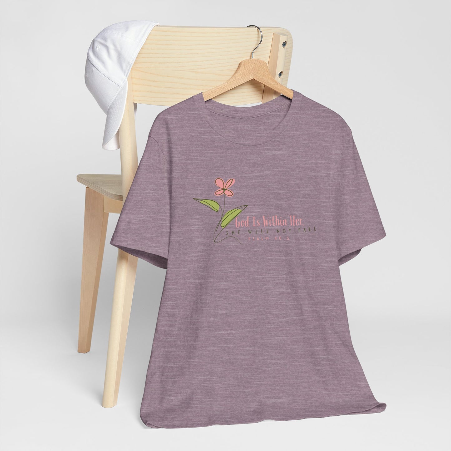 Floral Motivational Unisex Tee - Psalm 46:5 - Nature Lovers Gift
