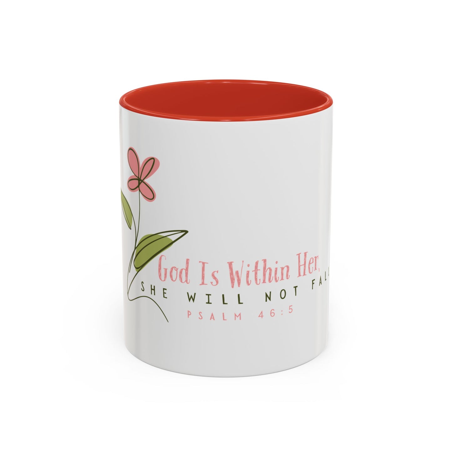 Inspirational Coffee Mug - "God Is Within Her" Psalm 46:5, Motivational Gift, Floral Design, Home Decor, Self-Care, Prayer Mug