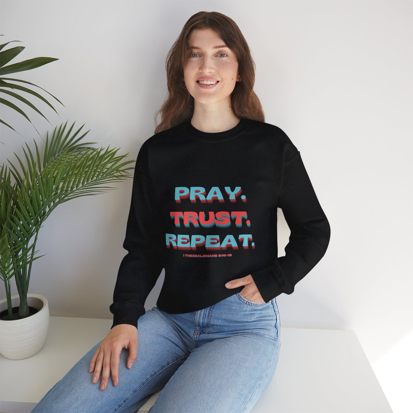 featuring 1 Thessalonians 5:16-18 - Spiritual Crewneck Sweatshirt - Comfort and Inspiration for Faith Lovers