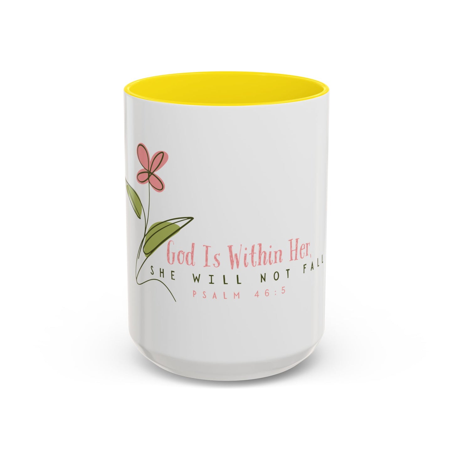 Inspirational Coffee Mug - "God Is Within Her" Psalm 46:5, Motivational Gift, Floral Design, Home Decor, Self-Care, Prayer Mug