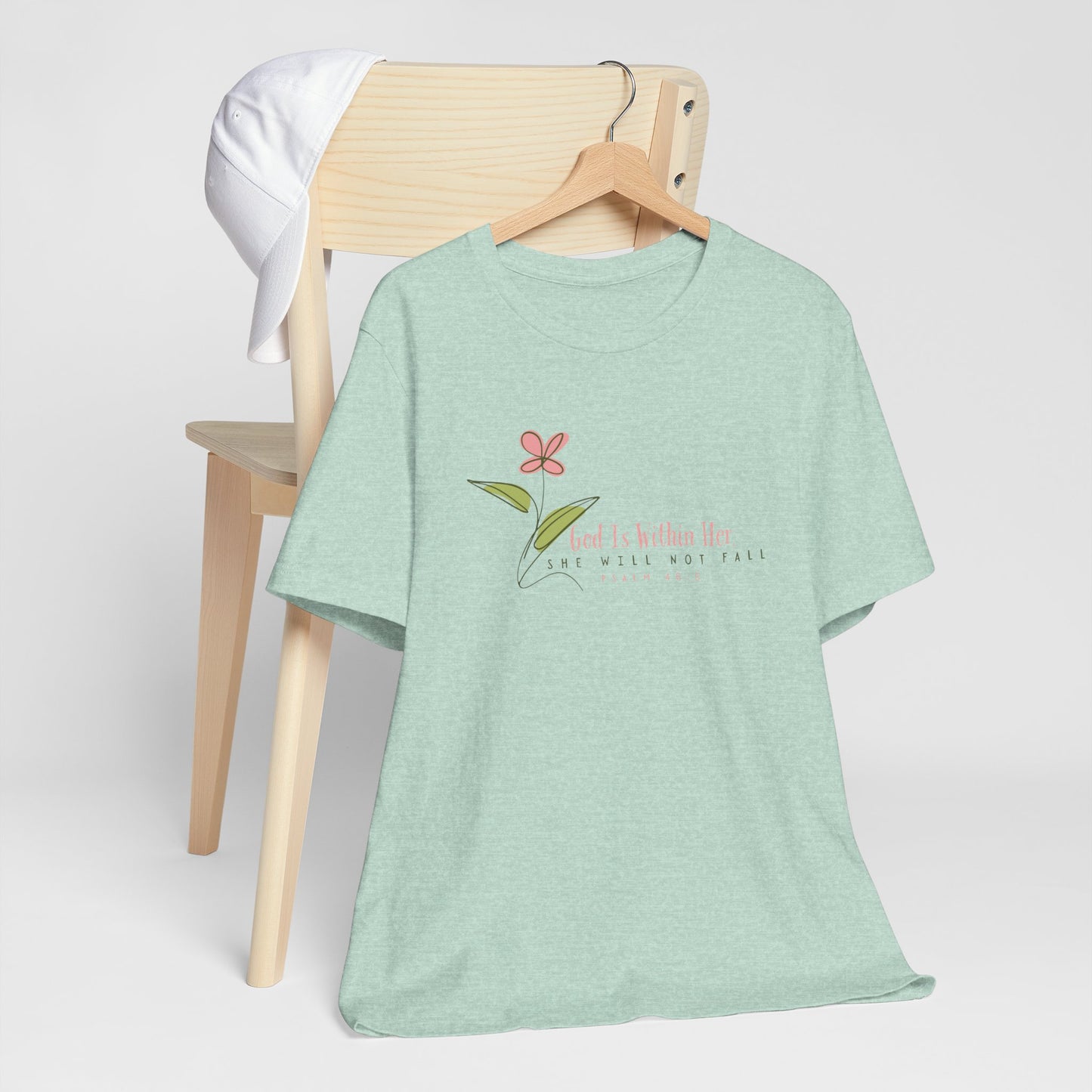 Floral Motivational Unisex Tee - Psalm 46:5 - Nature Lovers Gift