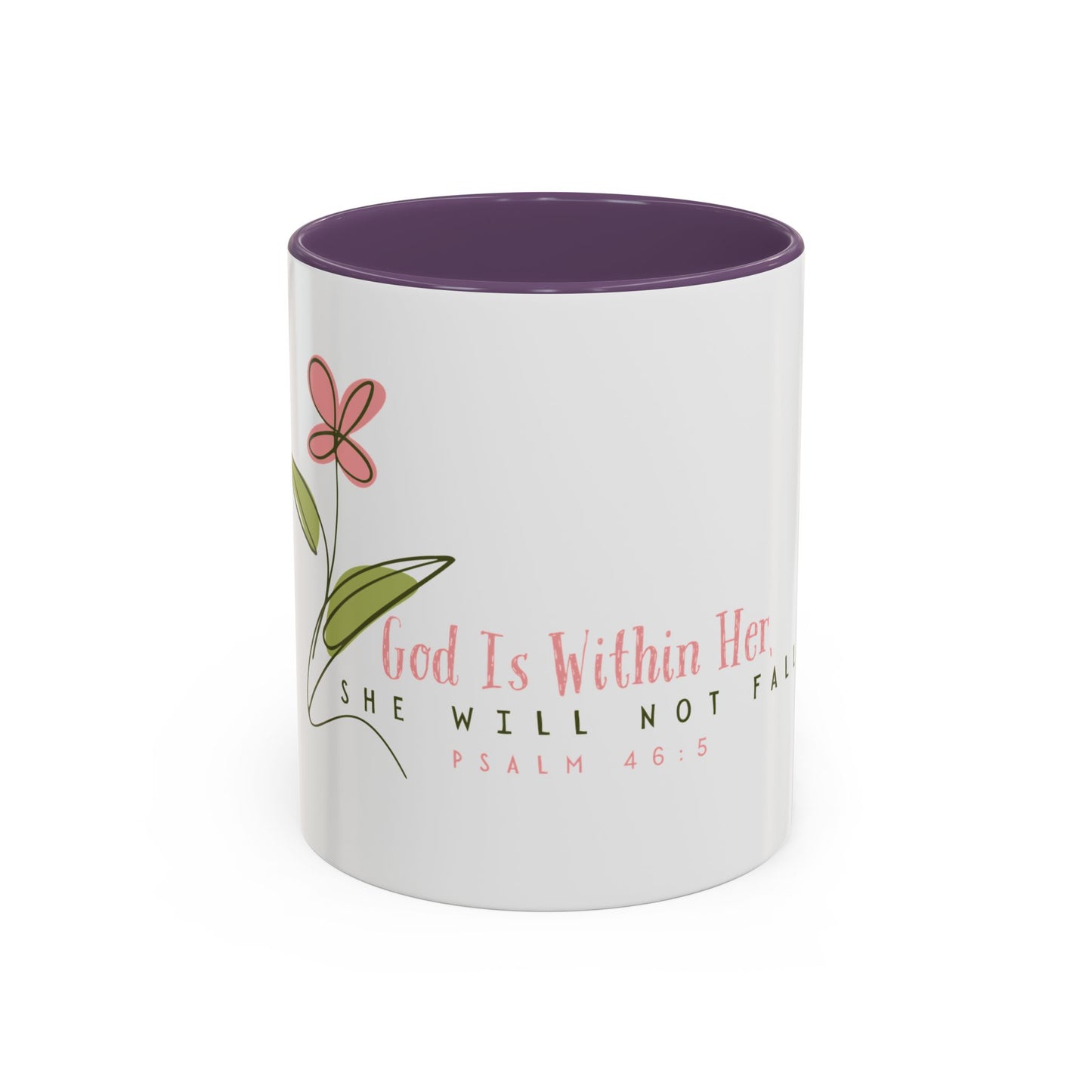 Inspirational Coffee Mug - "God Is Within Her" Psalm 46:5, Motivational Gift, Floral Design, Home Decor, Self-Care, Prayer Mug