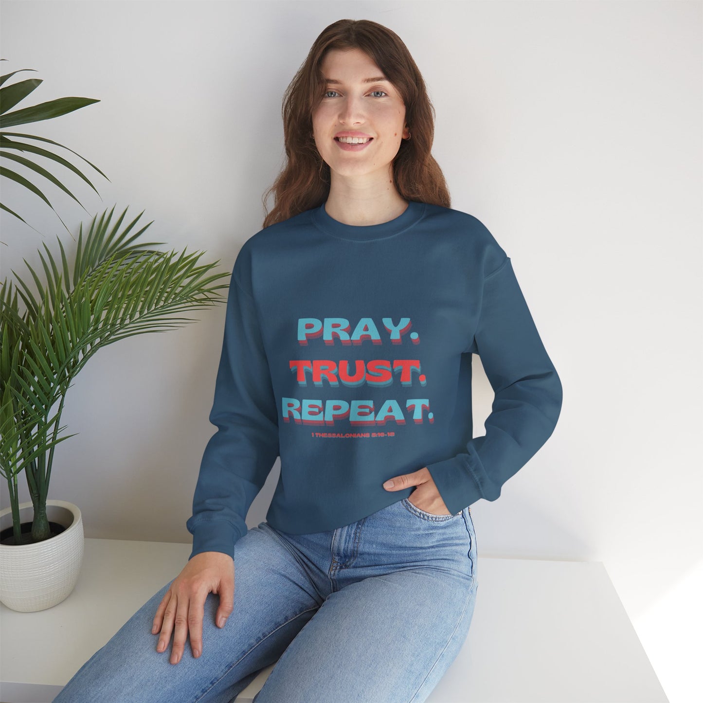 featuring 1 Thessalonians 5:16-18 - Spiritual Crewneck Sweatshirt - Comfort and Inspiration for Faith Lovers
