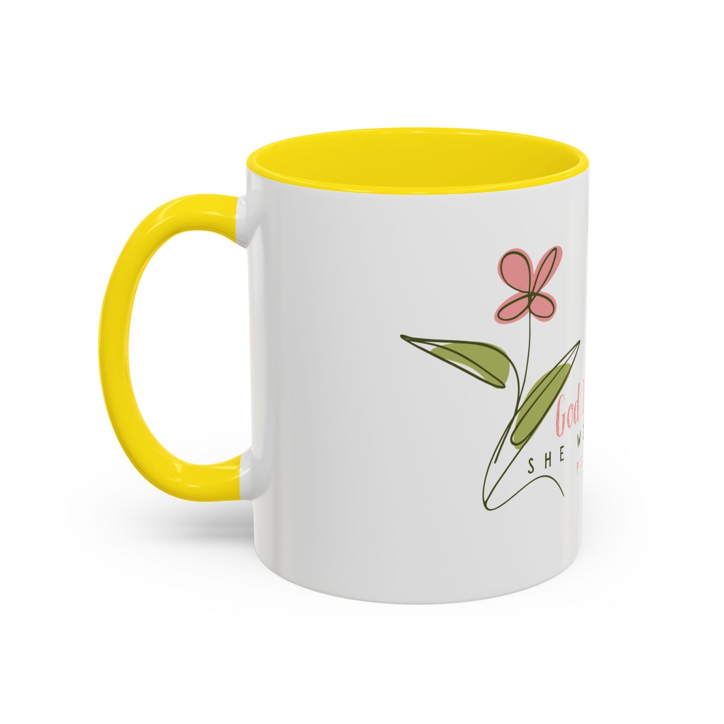 Inspirational Coffee Mug - "God Is Within Her" Psalm 46:5, Motivational Gift, Floral Design, Home Decor, Self-Care, Prayer Mug