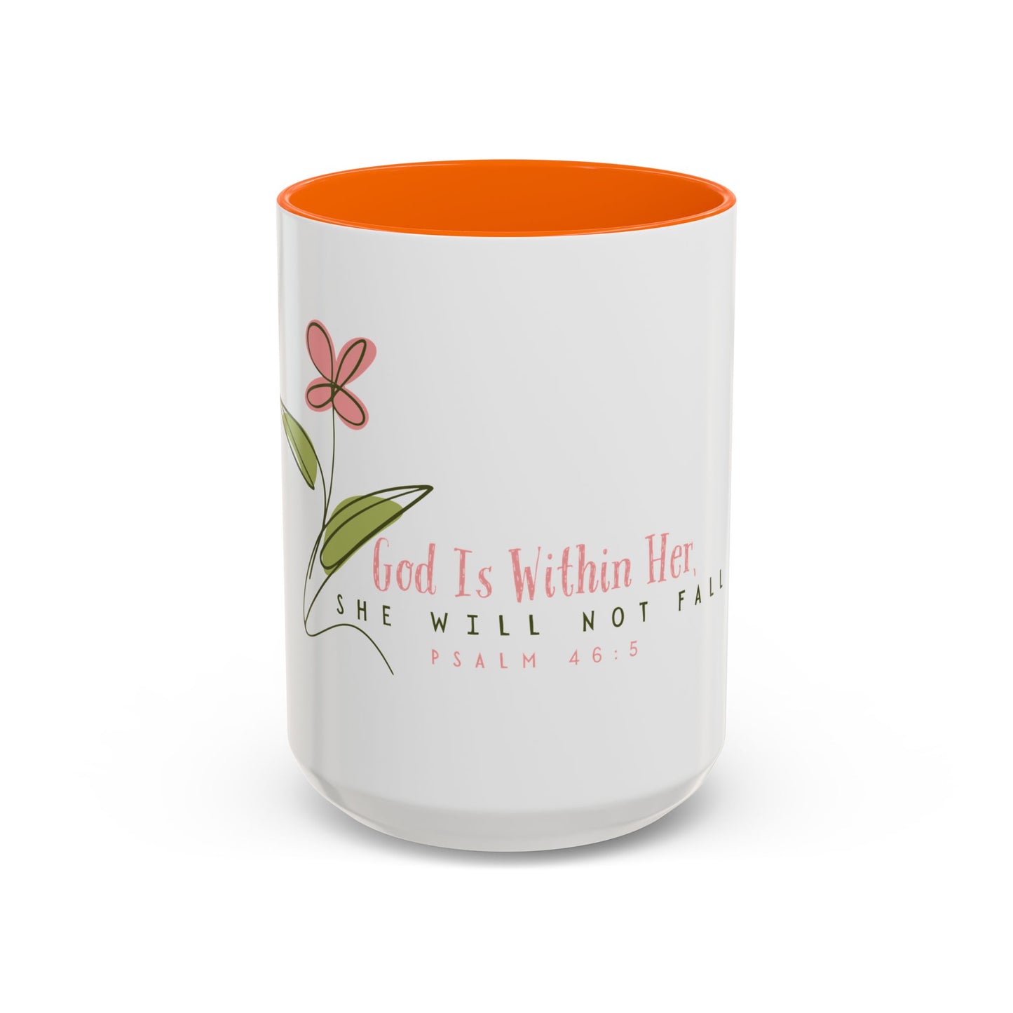 Inspirational Coffee Mug - "God Is Within Her" Psalm 46:5, Motivational Gift, Floral Design, Home Decor, Self-Care, Prayer Mug