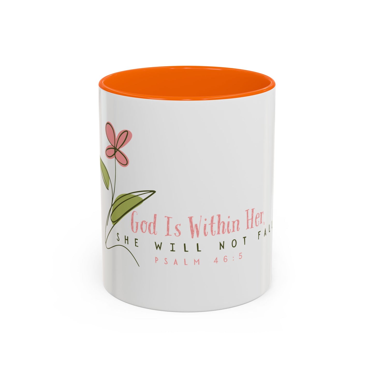 Inspirational Coffee Mug - "God Is Within Her" Psalm 46:5, Motivational Gift, Floral Design, Home Decor, Self-Care, Prayer Mug