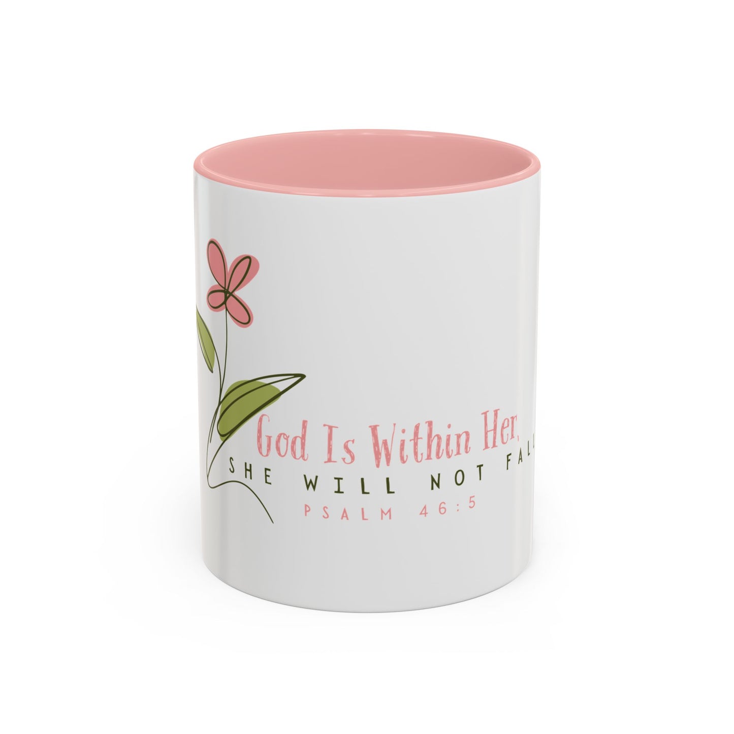 Inspirational Coffee Mug - "God Is Within Her" Psalm 46:5, Motivational Gift, Floral Design, Home Decor, Self-Care, Prayer Mug