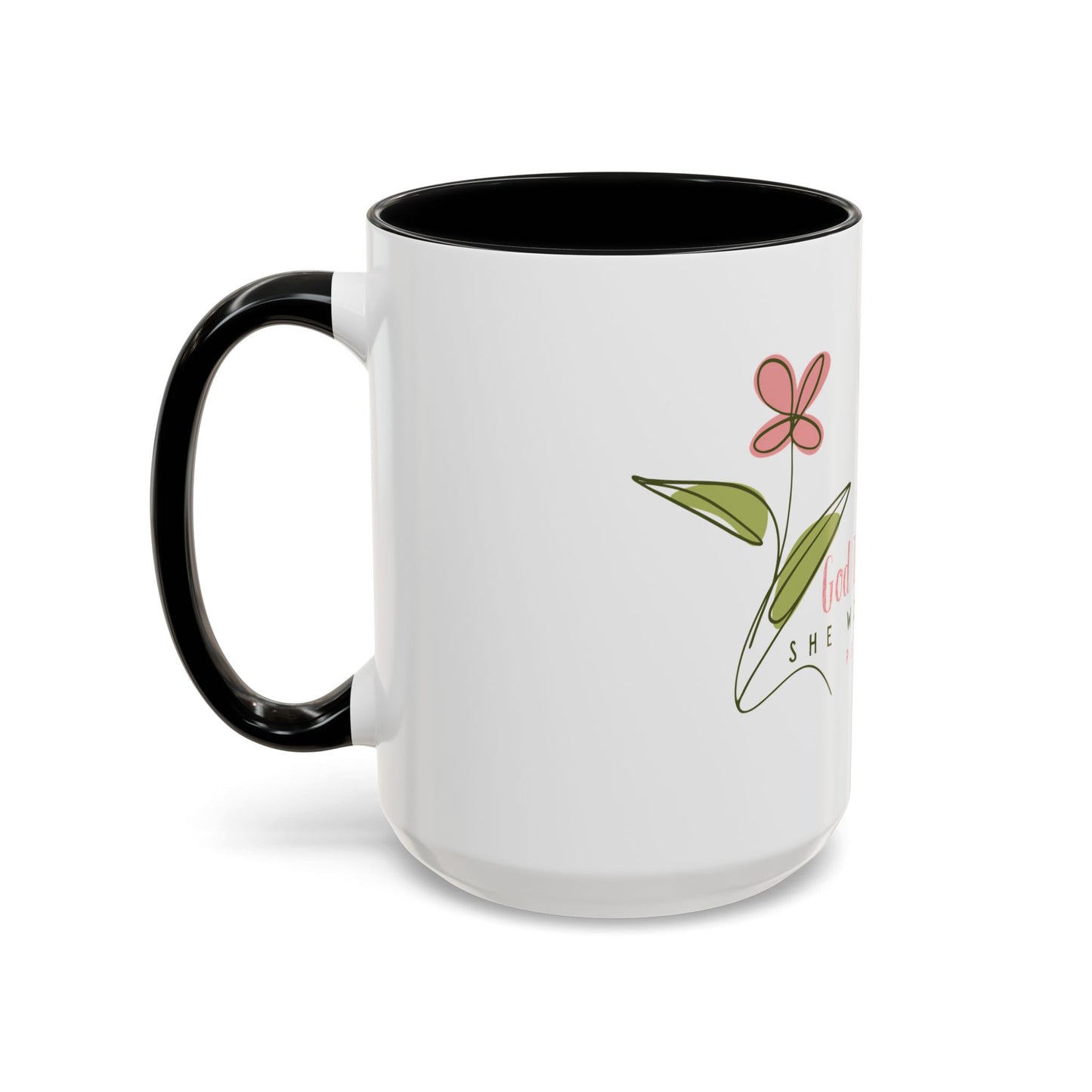 Inspirational Coffee Mug - "God Is Within Her" Psalm 46:5, Motivational Gift, Floral Design, Home Decor, Self-Care, Prayer Mug