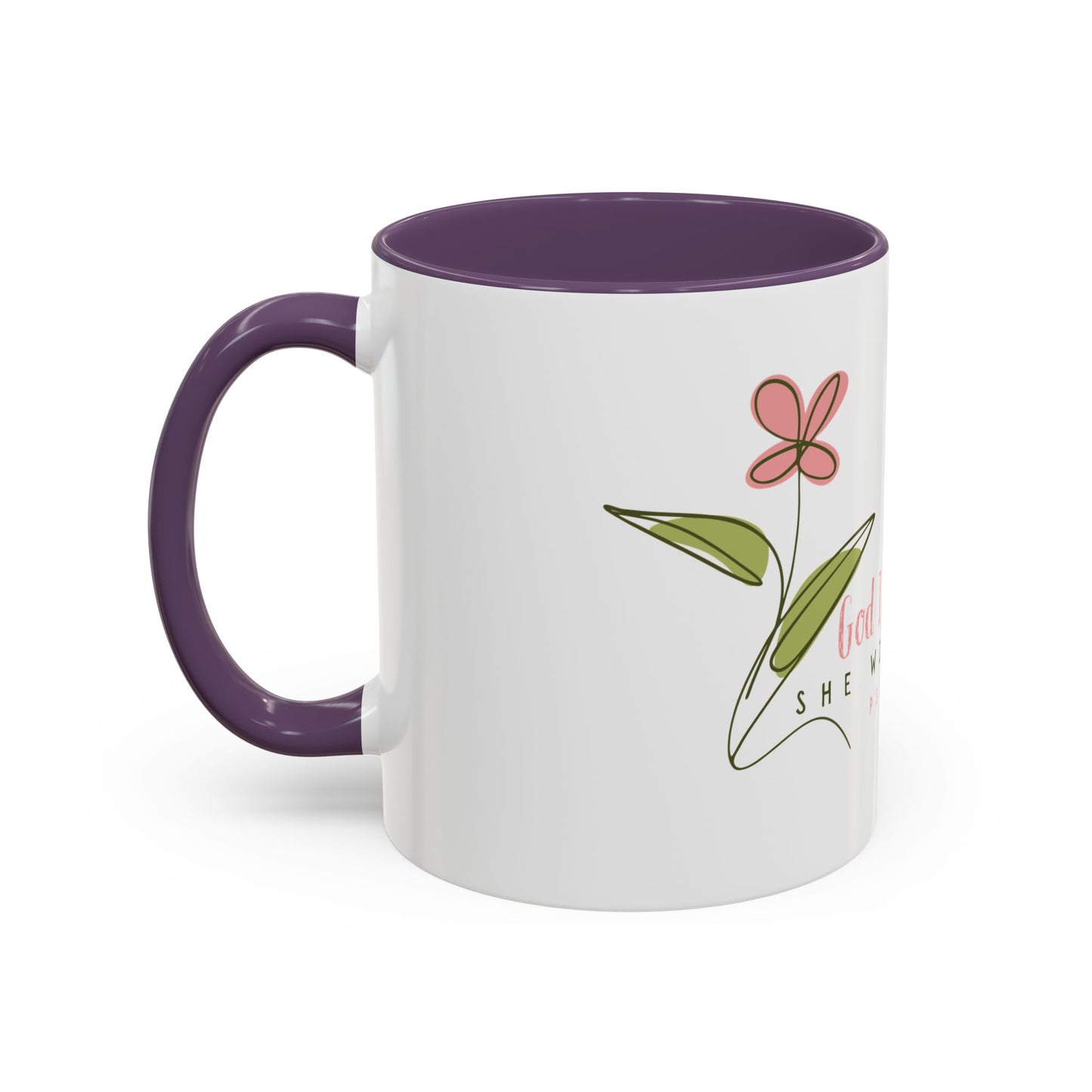 Inspirational Coffee Mug - "God Is Within Her" Psalm 46:5, Motivational Gift, Floral Design, Home Decor, Self-Care, Prayer Mug