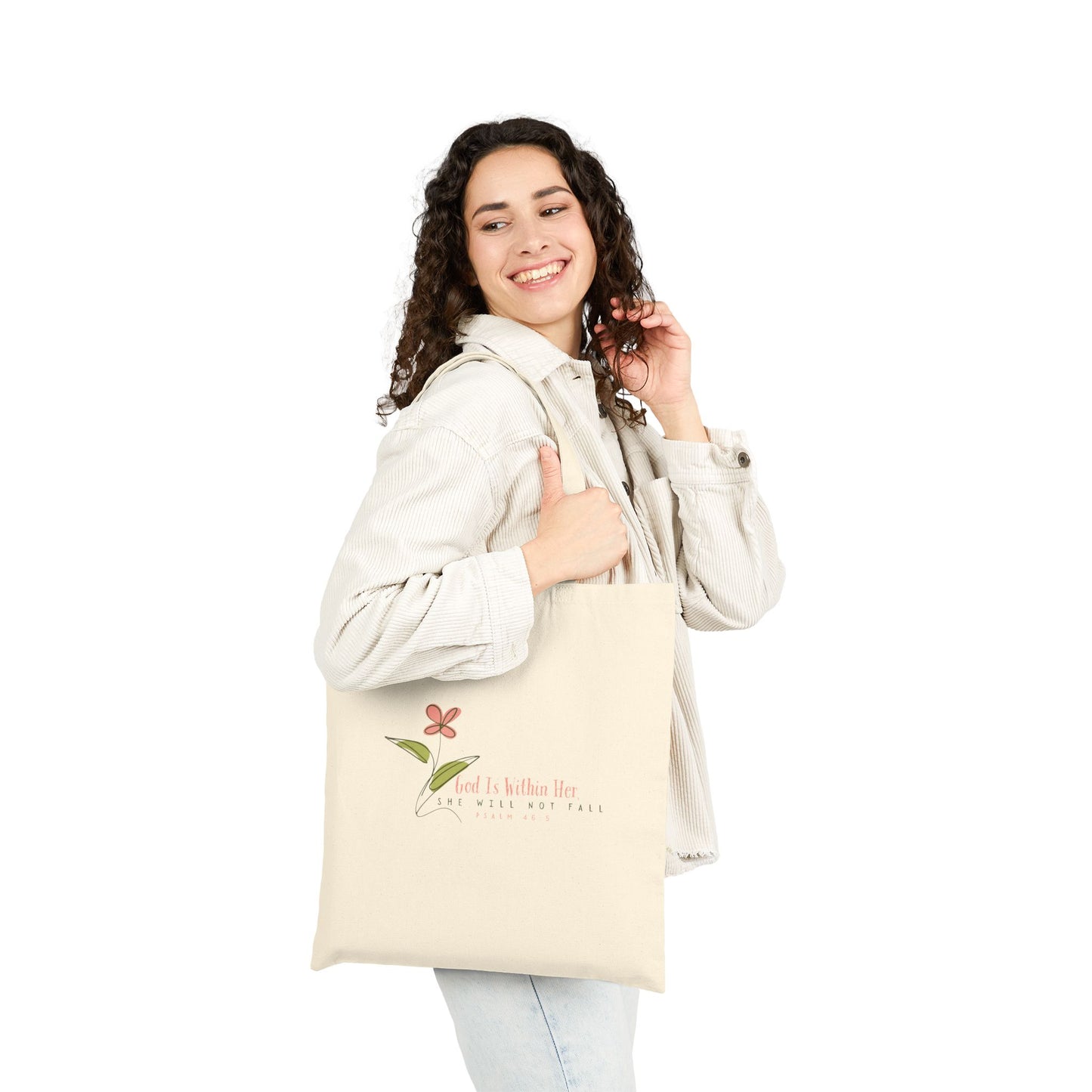 Floral Motivational Tote Bag - Psalm 46:5